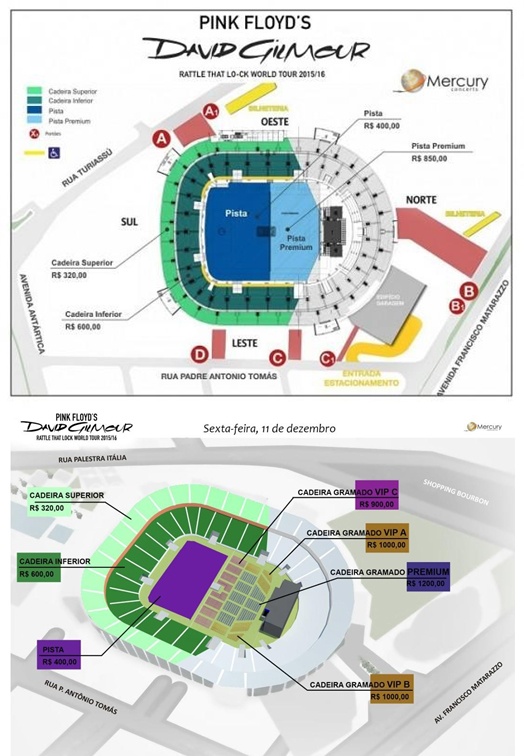 DAVID GILMOUR por primera vez en Latinoamérica Mapa Gilmour - DAVID GILMOUR por primera vez en Latinoamérica