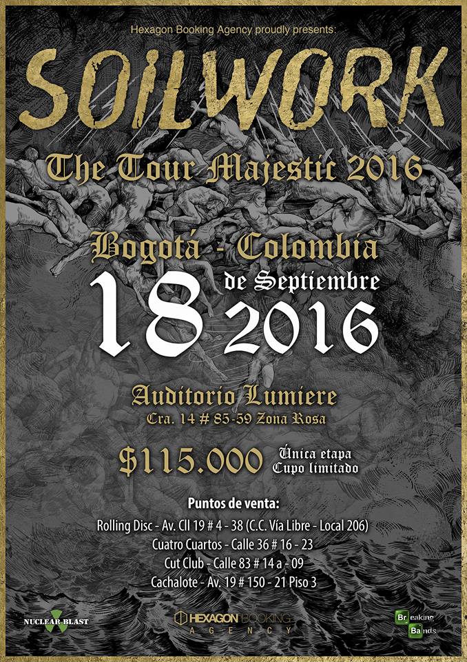 Soilwork en Colombia - SOILWORK en Colombia - Septiembre 18 de 2016, Auditorio Lumiere