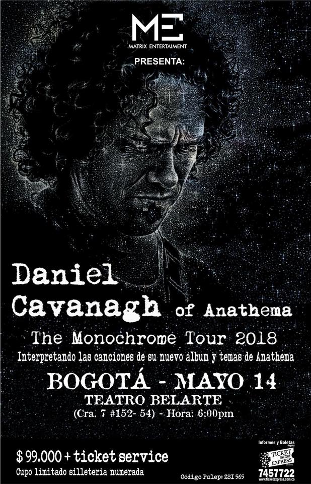 daniel cavanagh colombia 2018 - DANIEL CAVANAGH de Anathema en Colombia - Bogotá, Teatro Belarte – Mayo 14