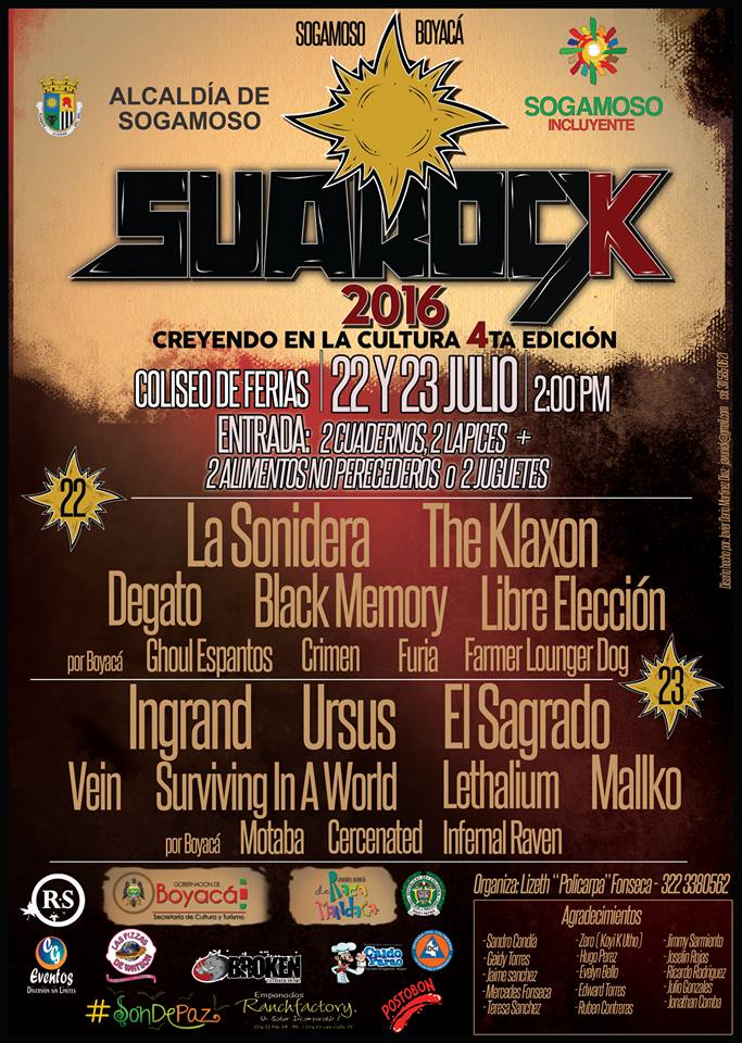 suarock - Festival SUAROCK 2016 - Sogamoso Julio 22 y 23