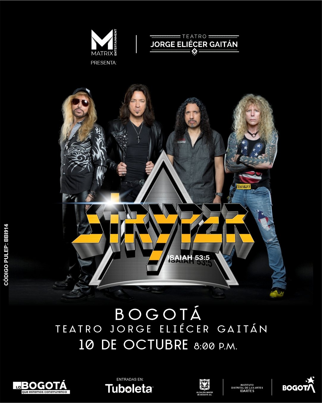 Afiche Stryper Colombia 2022 - Estamos a un mes de la visita de STRYPER, en su CALLING ON YOU TOUR 2022