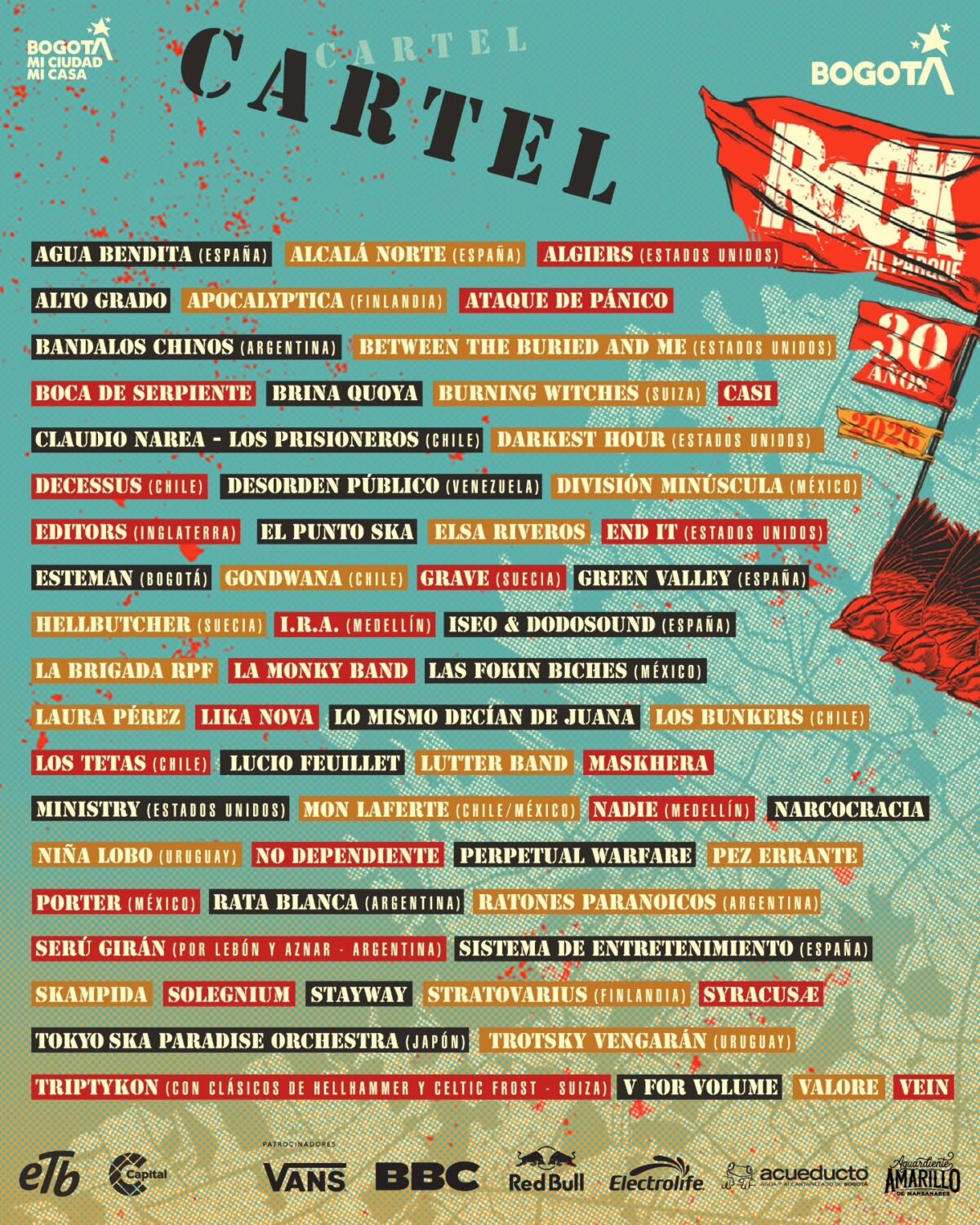 Rock al Parque celebra 30 años con un cartel histórico que reúne a Stratovarius, Ministry, Grave y Apocalyptica 12
