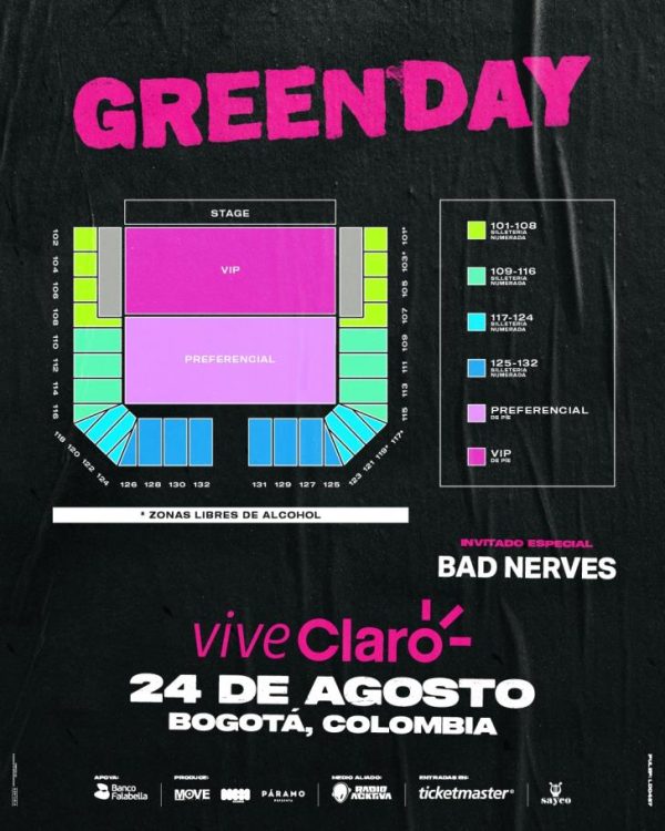 Locaciones Green Day en Colombia 600x750 - GREEN DAY regresa a Colombia este 24 de agosto