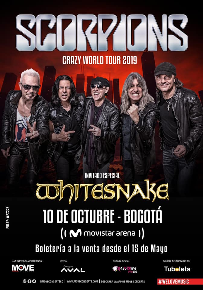 afiche scorpions white snake colombia2019 - SCORPIONS junto a WHITESNAKE en Colombia - Bogot&aacute;, Octubre 10 de 2019